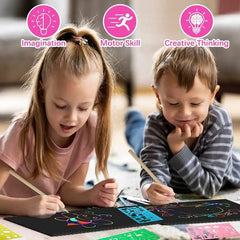 Kids Scratch Art Notebook Set for Creative Crafts Ages 3–12