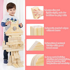 64-Piece Large Wooden Building Blocks for Toddlers Ages 1–3
