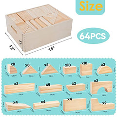 64-Piece Large Wooden Building Blocks for Toddlers Ages 1–3