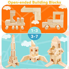 64-Piece Large Wooden Building Blocks for Toddlers Ages 1–3