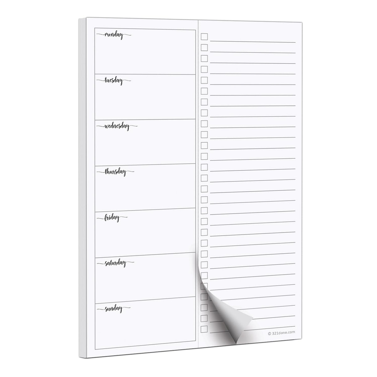Undated Weekly Planner Notepad with To-Do Checklist