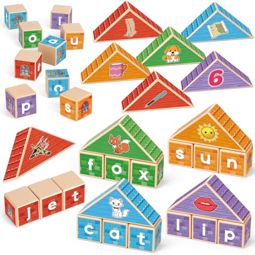 Wooden Alphabet & CVC Phonics Learning Blocks for Kids