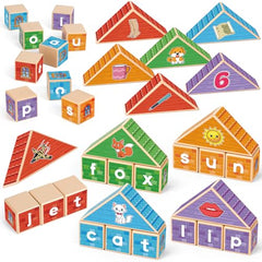 Wooden Alphabet & CVC Phonics Learning Blocks for Kids
