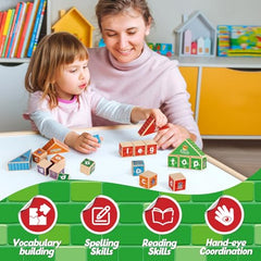 Wooden Alphabet & CVC Phonics Learning Blocks for Kids