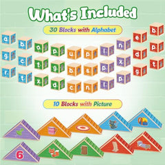 Wooden Alphabet & CVC Phonics Learning Blocks for Kids