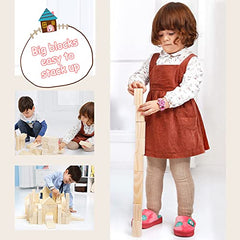 64-Piece Large Wooden Building Blocks for Toddlers Ages 1–3