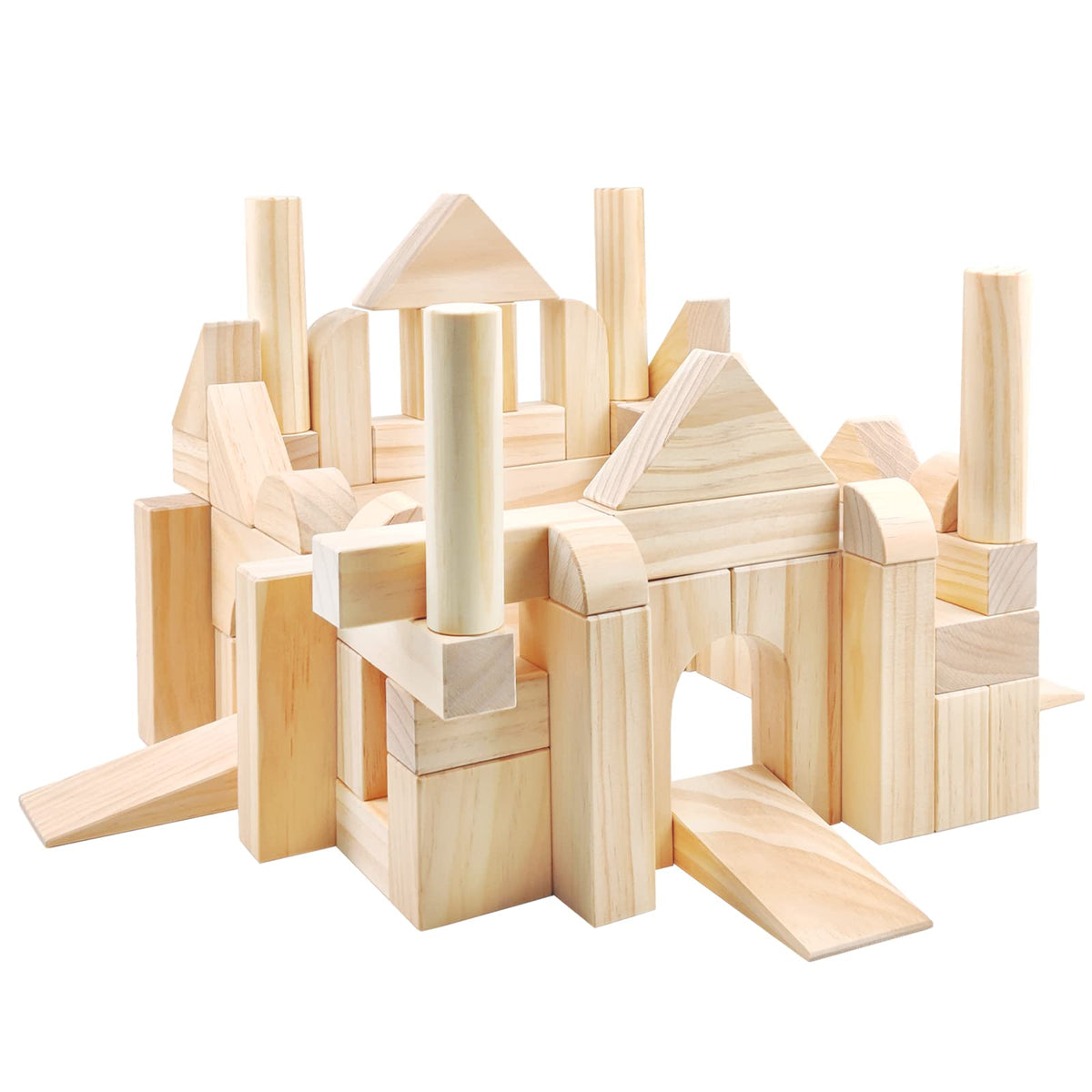 64-Piece Large Wooden Building Blocks for Toddlers Ages 1–3