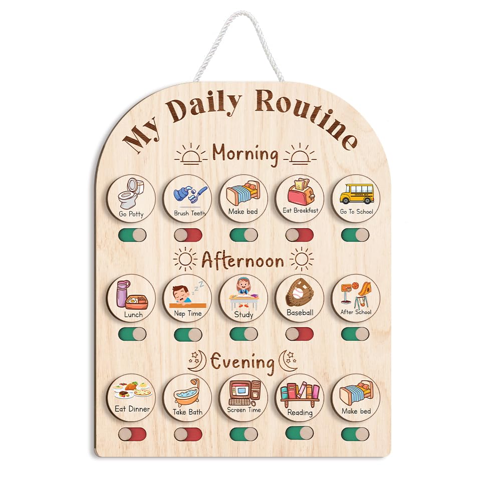 Personalized Wooden Daily Routine Chart for Toddlers