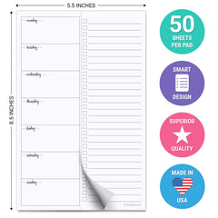 Undated Weekly Planner Notepad with To-Do Checklist