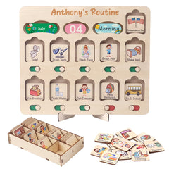 Personalized Wooden Daily Routine Chart for Toddlers
