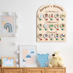 Personalized Wooden Daily Routine Chart for Toddlers