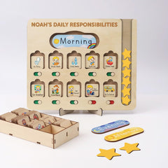 Personalized Wooden Daily Routine Chart for Toddlers