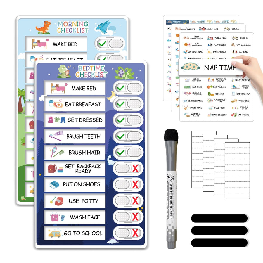 2-in-1 Magnetic Morning & Bedtime Routine Chart for Kids