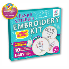 Kids Beginner Embroidery & Sewing Kit with 10 Projects