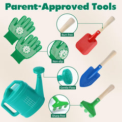 Toddler Gardening Tool Set with Wheelbarrow for Outdoor Play