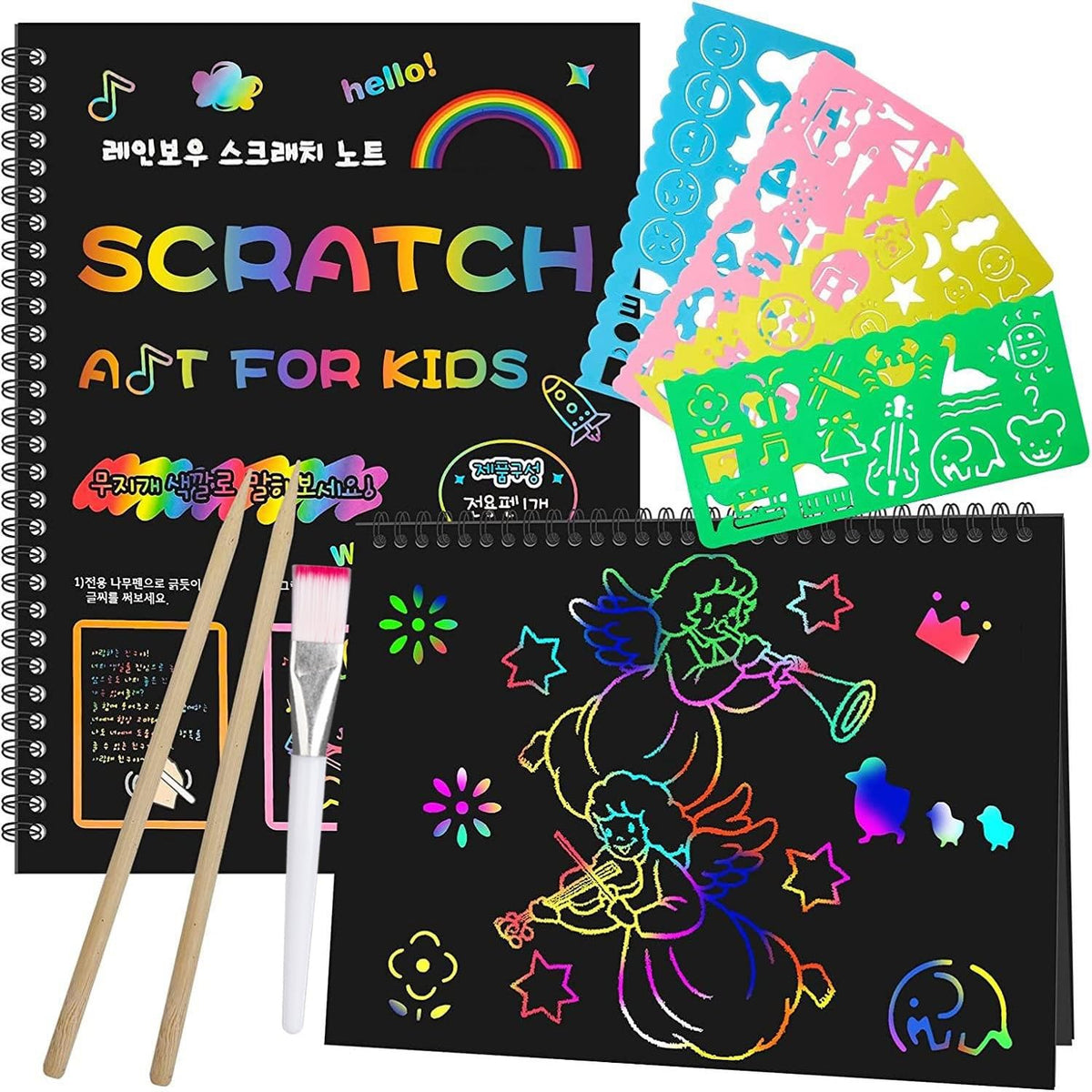 Kids Scratch Art Notebook Set for Creative Crafts Ages 3–12