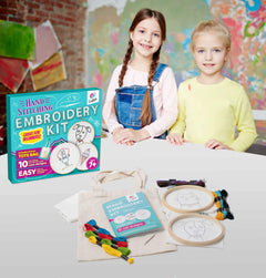 Kids Beginner Embroidery & Sewing Kit with 10 Projects