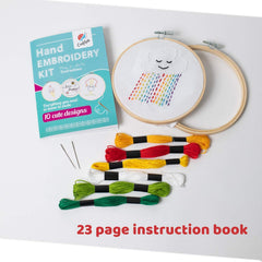 Kids Beginner Embroidery & Sewing Kit with 10 Projects