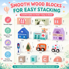115-Piece Wooden City Building Blocks Set for Kids Ages 3+