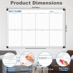 Magnetic Monthly Calendar Whiteboard 36 x 24 Inches