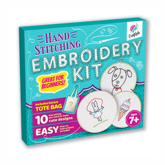 Kids Beginner Embroidery & Sewing Kit with 10 Projects