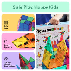 PicassoTiles 100-Piece Magnetic Building Tile Set Ages 3+