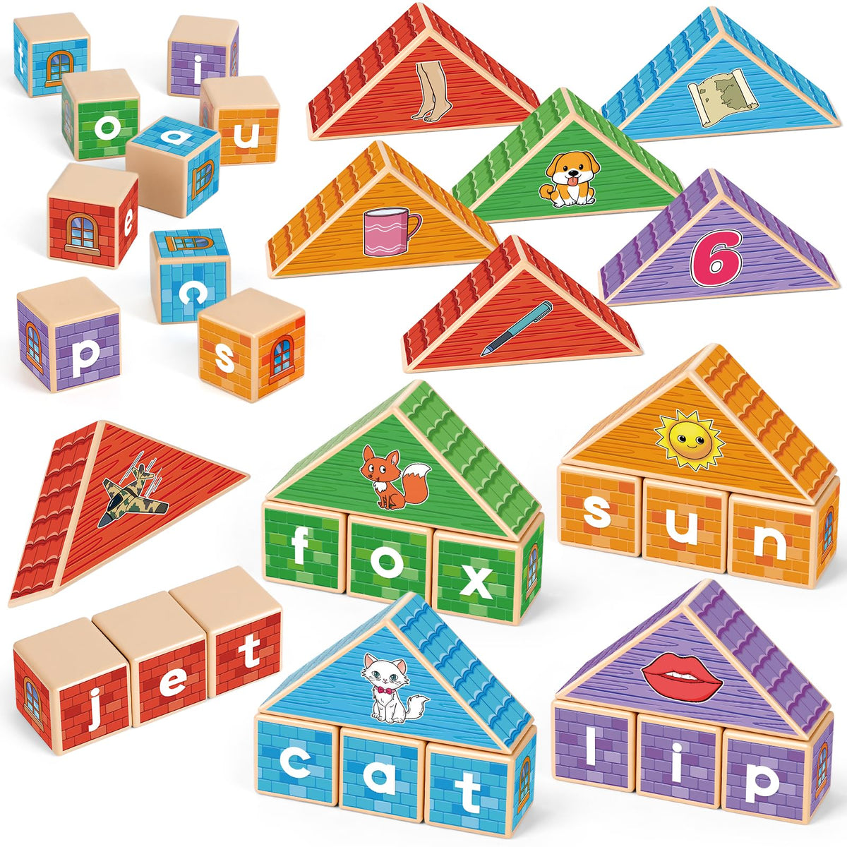 Wooden Alphabet & CVC Phonics Learning Blocks for Kids