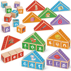 Wooden Alphabet & CVC Phonics Learning Blocks for Kids