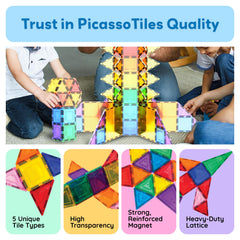 PicassoTiles 100-Piece Magnetic Building Tile Set Ages 3+