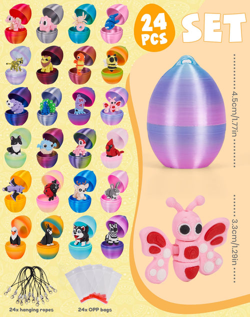 24-Piece 3D Animal Fidget Easter Egg Set for Kids