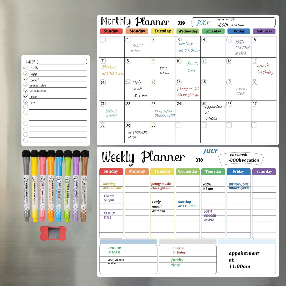 Magnetic Dry Erase Calendar Whiteboard for Home & Kids