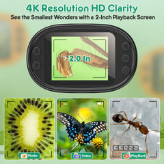 Kids 1000X Digital Microscope with 4K Screen Ages 4–12