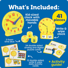Kids Telling Time Activity Set with Analog Clock Ages 5+