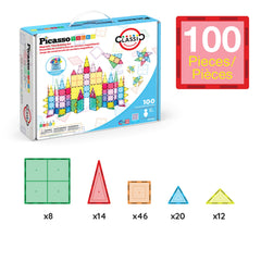PicassoTiles 100-Piece Magnetic Building Tile Set Ages 3+