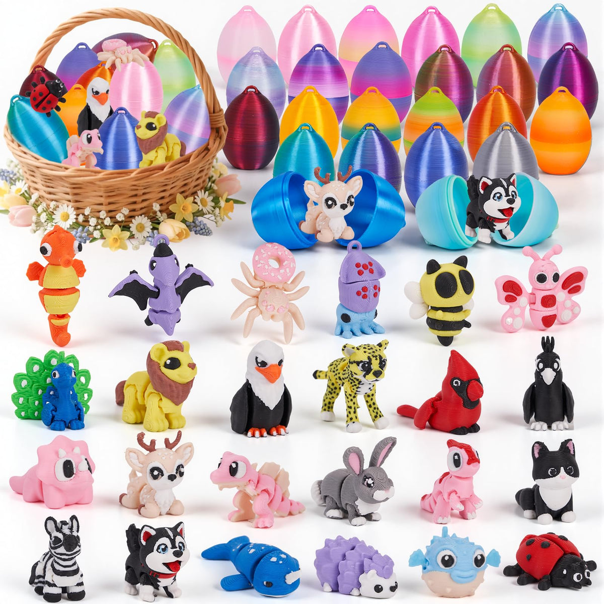 24-Piece 3D Animal Fidget Easter Egg Set for Kids