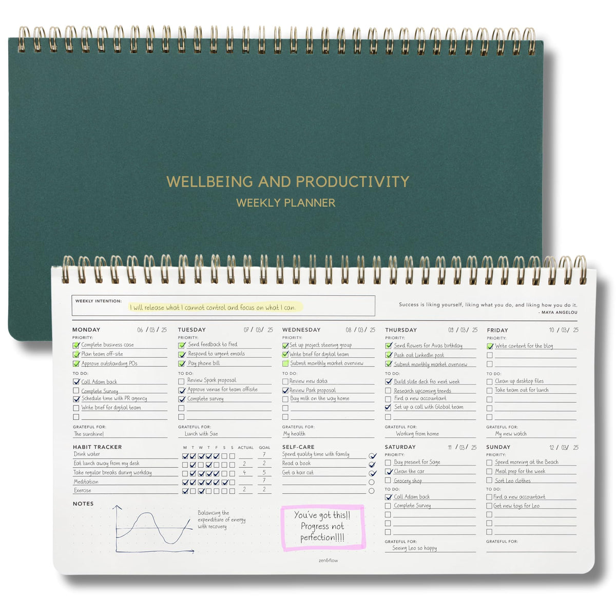Undated Weekly Planner & Habit Tracker Desk Pad