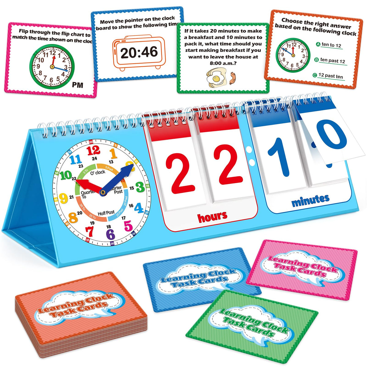 Kids Telling Time Flip Chart with Analog & Digital Clock