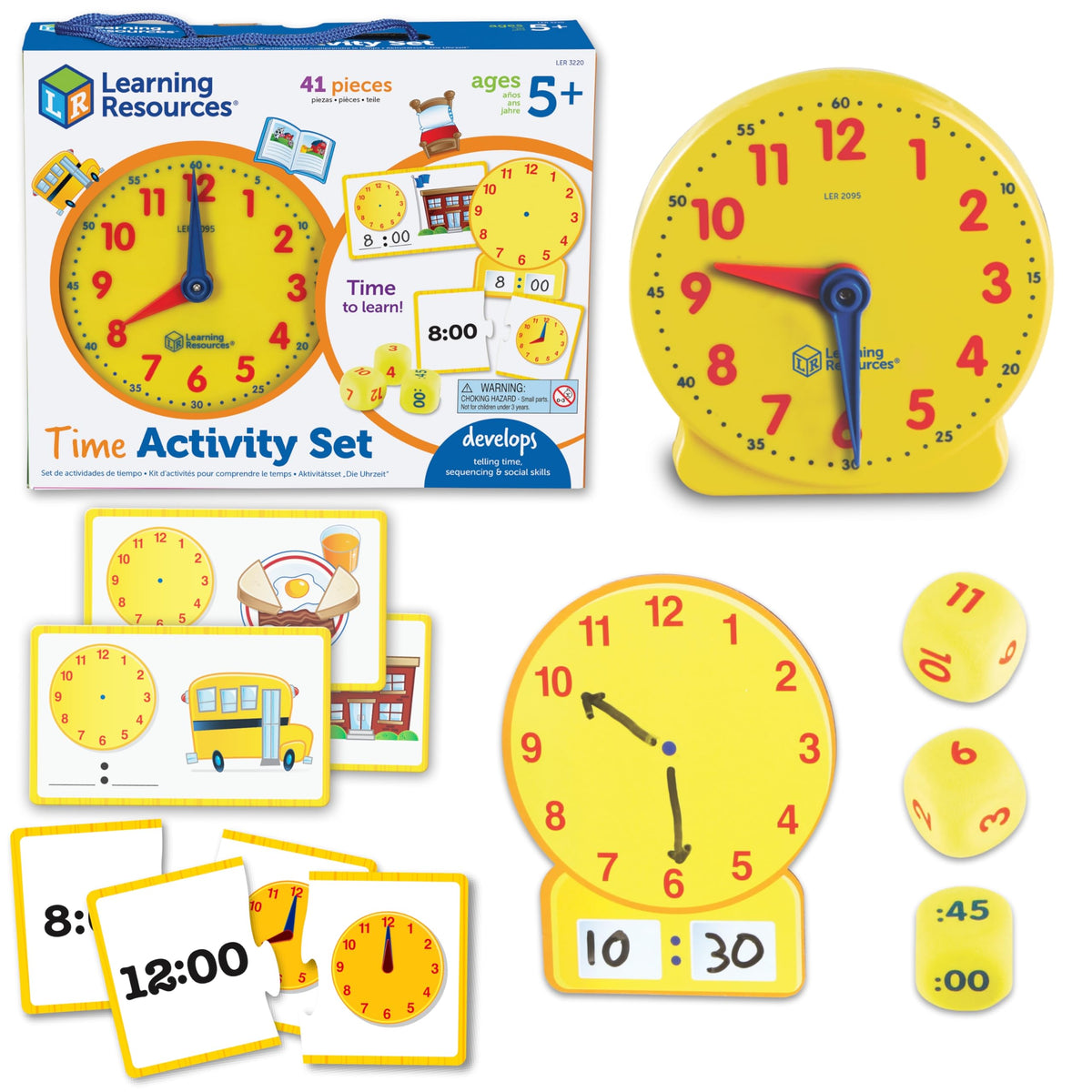 Kids Telling Time Activity Set with Analog Clock Ages 5+
