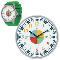 Kids Telling Time Teaching Clock & Watch Learning Set