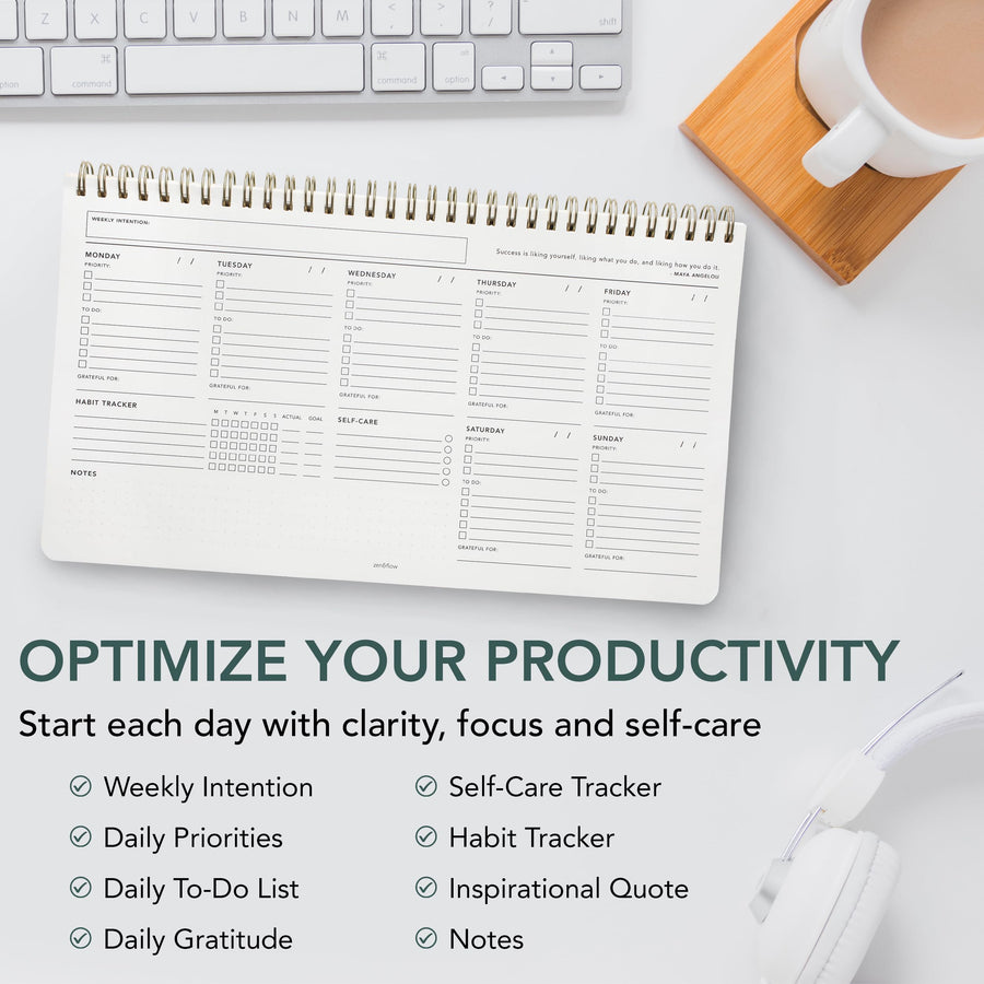 Undated Weekly Planner & Habit Tracker Desk Pad