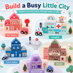 115-Piece Wooden City Building Blocks Set for Kids Ages 3+