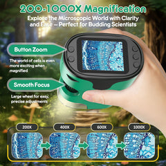 Kids 1000X Digital Microscope with 4K Screen Ages 4–12
