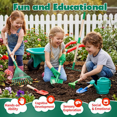Toddler Gardening Tool Set with Wheelbarrow for Outdoor Play