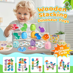 Montessori Dinosaur Wooden Puzzle & Sorting Toy Ages 1–4