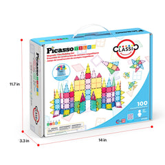 PicassoTiles 100-Piece Magnetic Building Tile Set Ages 3+