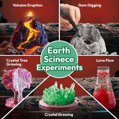 Kids STEM Science Experiment Kit with Volcano & Crystals