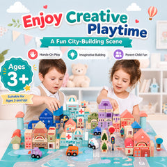 115-Piece Wooden City Building Blocks Set for Kids Ages 3+