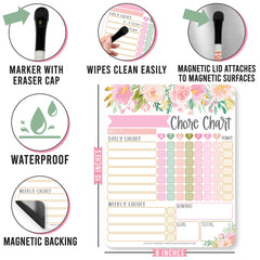Magnetic Dry Erase Chore & Reward Chart for Kids