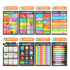 16 Laminated Educational Classroom Posters for Pre-K Kids
