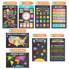 16 Laminated Educational Classroom Posters for Pre-K Kids